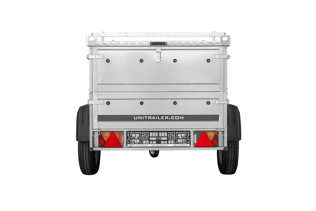 Remorque un essieu 150x106 UNITRAILER GARDEN 150 KIPP avec côtés, ridelles supplementaires et capot en aluminium