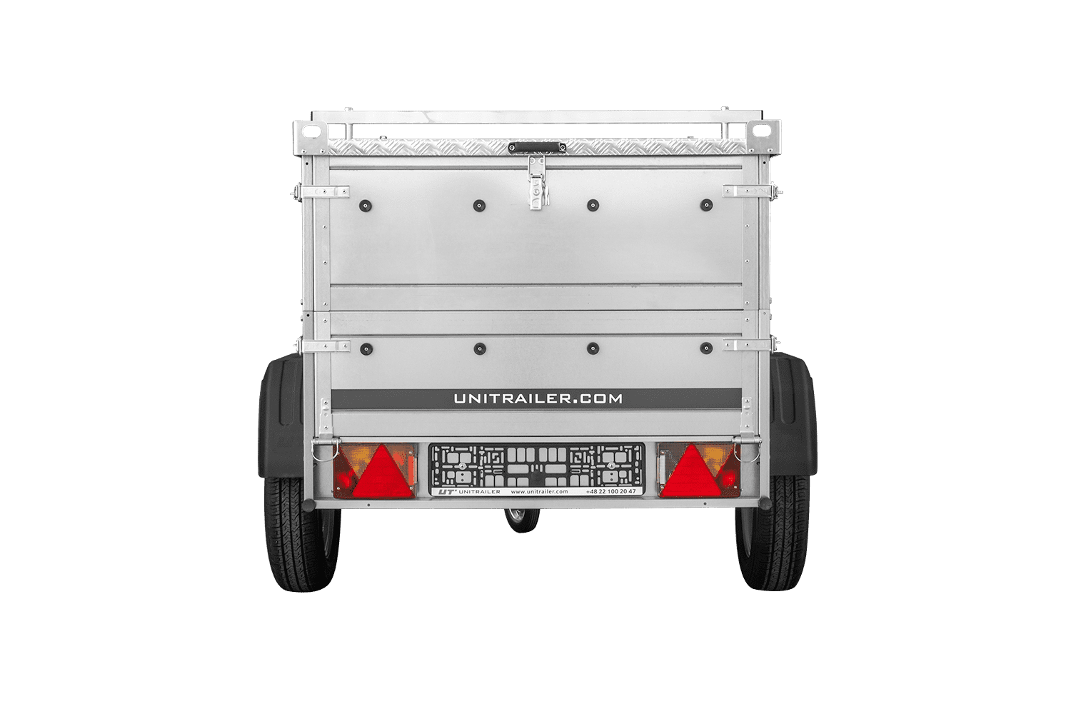 Remorque un essieu 150x106 UNITRAILER GARDEN 150 KIPP avec côtés, ridelles supplementaires et capot en aluminium