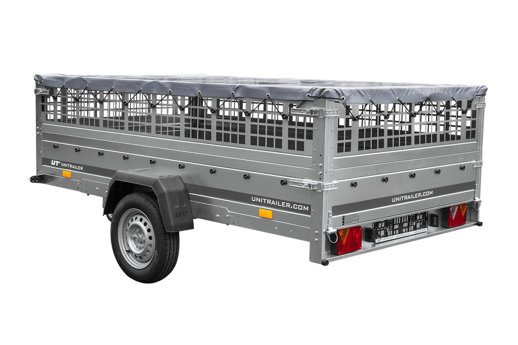 Remorque légère 264x150 UNITRAILER GARDEN 265 KIPP avec ridelles grillagées, châssis H-0 et bâche grise