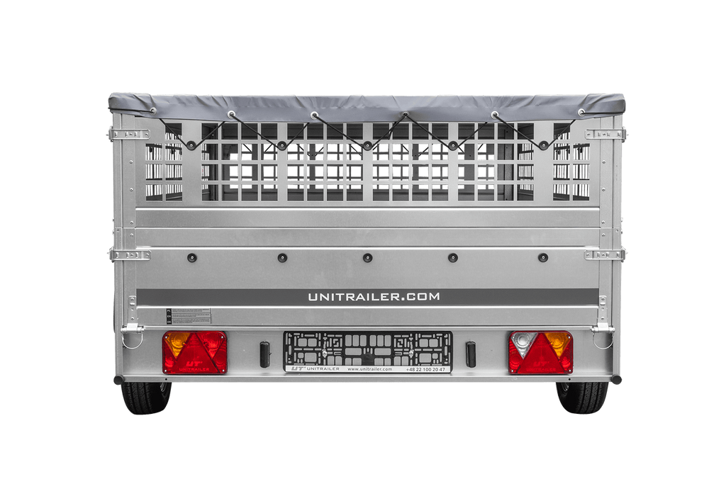 Remorque légère 264x150 UNITRAILER GARDEN 265 KIPP avec ridelles grillagées, châssis H-0 et bâche grise