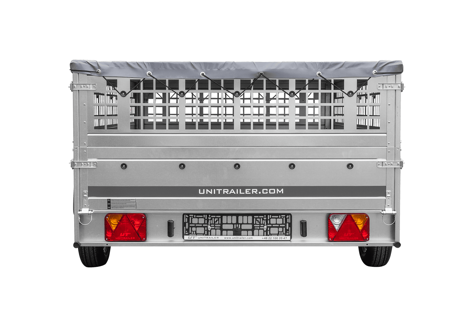 Remorque légère 264x150 UNITRAILER GARDEN 265 KIPP avec ridelles grillagées, châssis H-0 et bâche grise