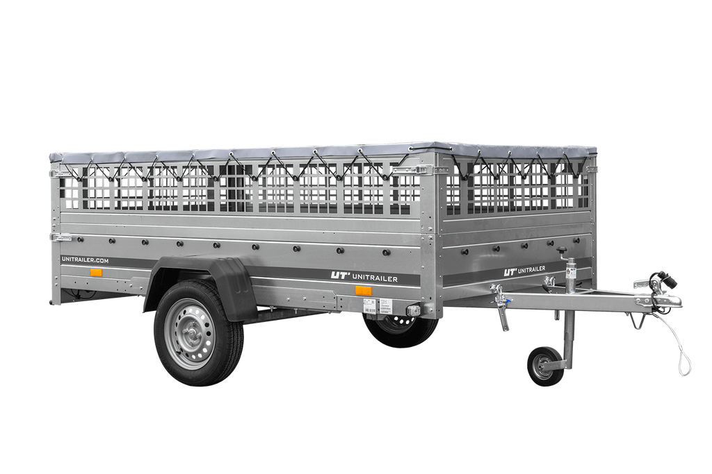 Remorque légère 264x150 UNITRAILER GARDEN 265 KIPP avec ridelles grillagées, châssis H-0 et bâche grise