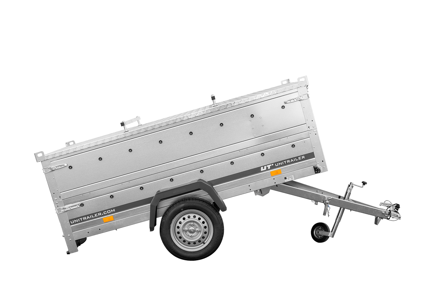 Remorque un essieu 230x125 UNITRAILER GARDEN 230 KIPP avec côtés BIS et couverture en aluminium