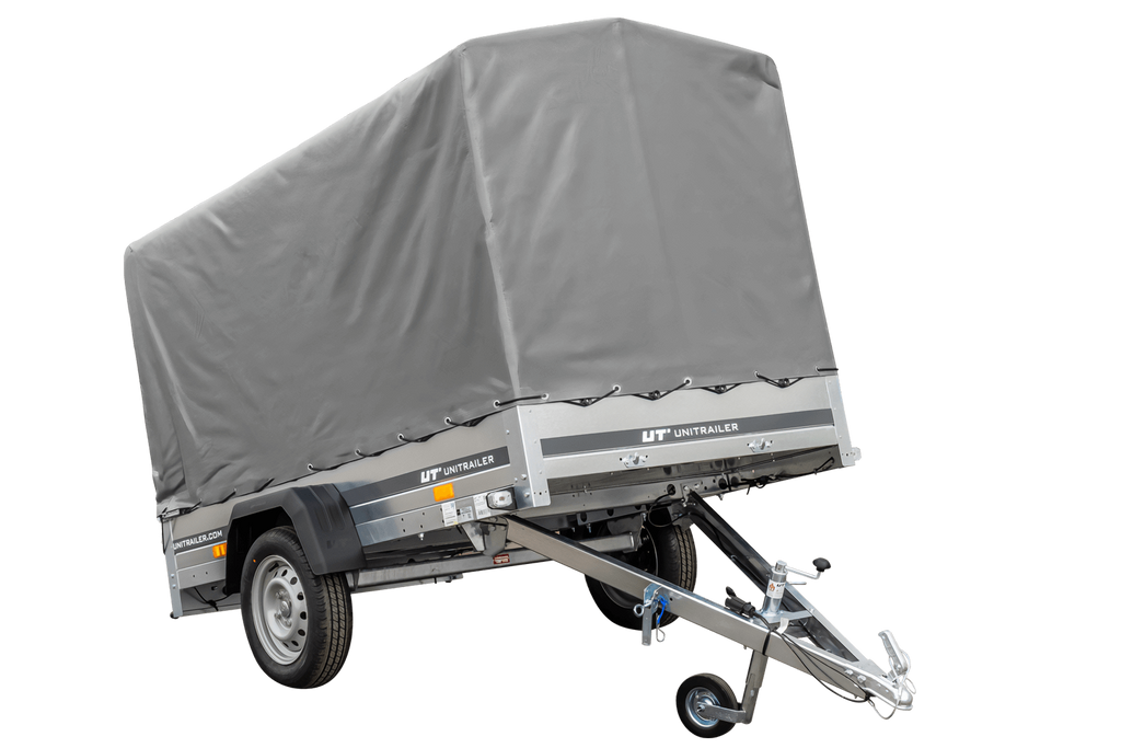 Remorque routière avec bâche haute (110 cm), arceau (110 cm) et roue jockey 230x125 Garden Trailer 230 KIPP