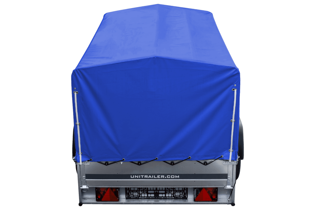 Remorque routière avec bâche haute bleue, arceau H-800 et roue jockey 230x125 Garden Trailer 230 KIPP