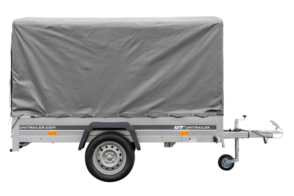 Remorque routière avec bâche haute (110 cm), arceau (110 cm) et roue jockey 230x125 Garden Trailer 230 KIPP