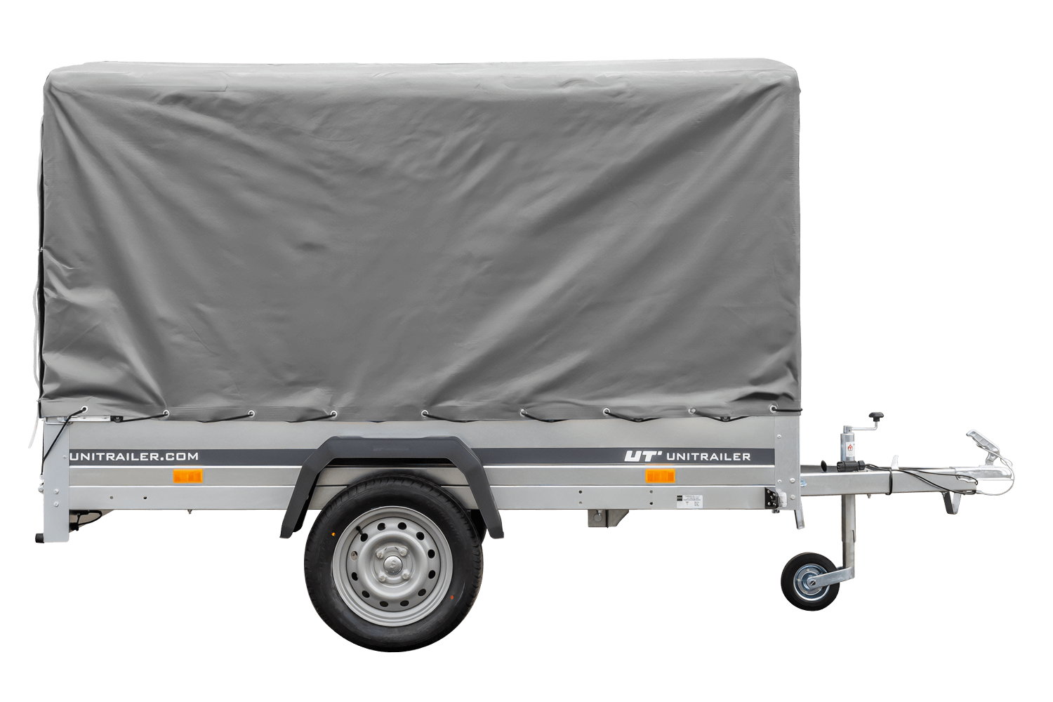 Remorque routière avec bâche haute (110 cm), arceau (110 cm) et roue jockey 230x125 Garden Trailer 230 KIPP