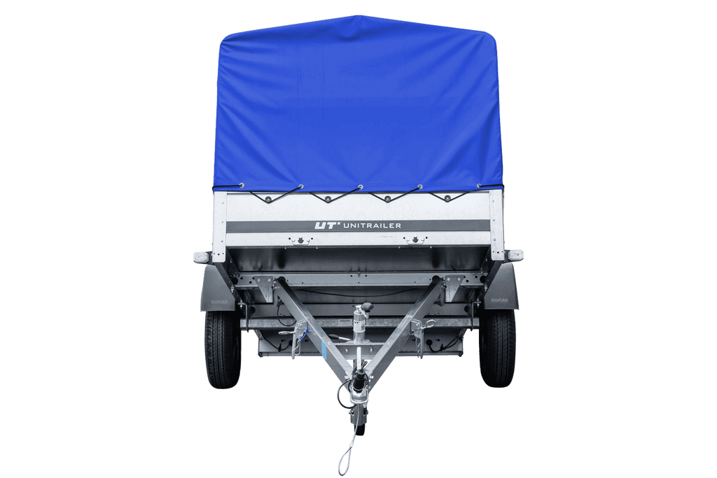 Remorque routière avec bâche haute bleue, arceau H-800 et roue jockey 230x125 Garden Trailer 230 KIPP