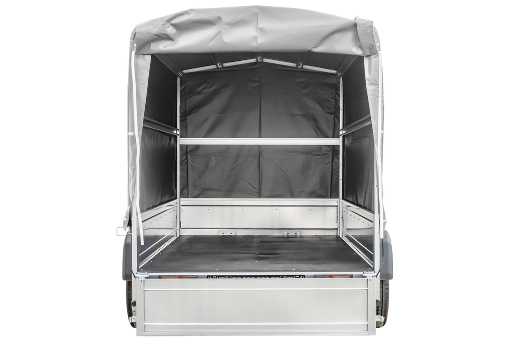 Remorque routière avec bâche haute (110 cm), arceau (110 cm) et roue jockey 230x125 Garden Trailer 230 KIPP