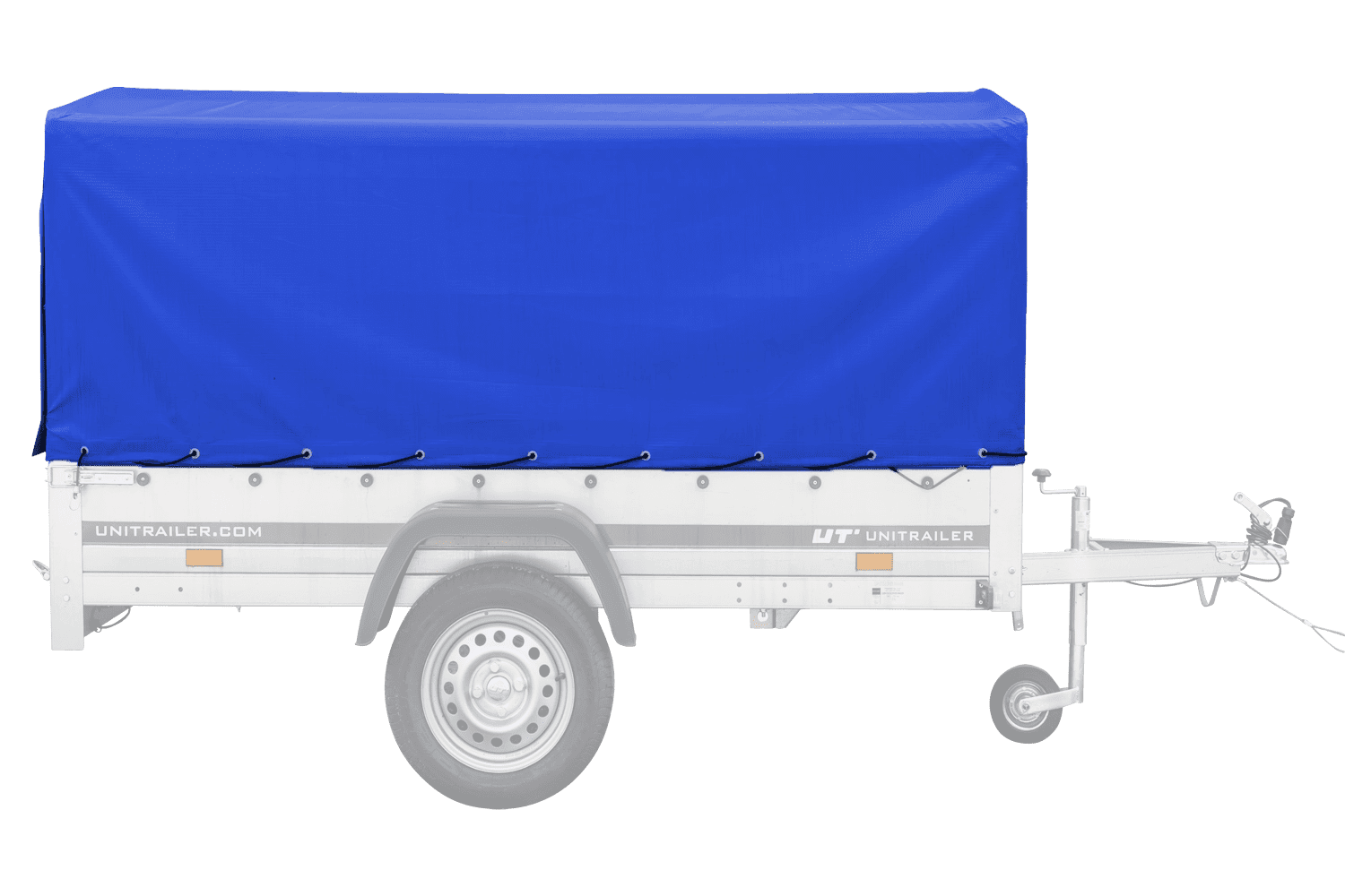 Remorque routière avec bâche haute bleue, arceau H-800 et roue jockey 230x125 Garden Trailer 230 KIPP