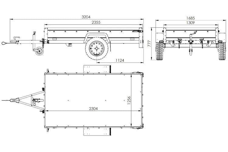 Remorque pour auto 230 x 125 cm Garden Trailer 230 KIPP